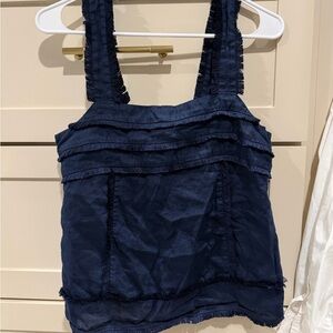 Jcrew Navy Fringe Detail Sleeveless Top